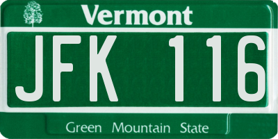 VT license plate JFK116