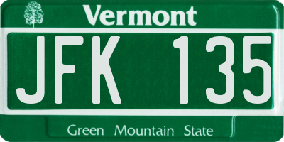 VT license plate JFK135
