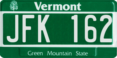 VT license plate JFK162