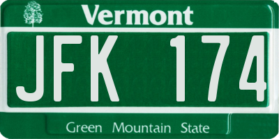 VT license plate JFK174