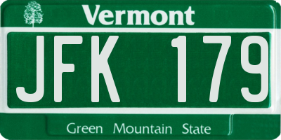 VT license plate JFK179