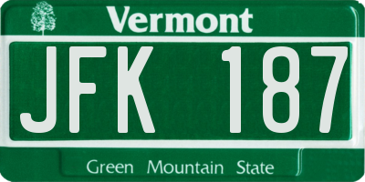 VT license plate JFK187