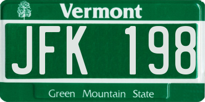 VT license plate JFK198