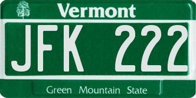VT license plate JFK222