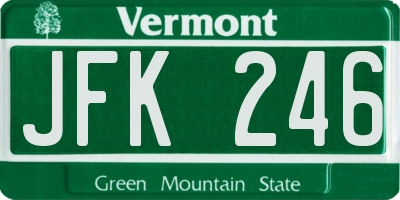 VT license plate JFK246