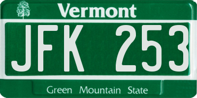 VT license plate JFK253