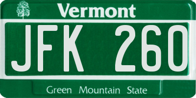 VT license plate JFK260
