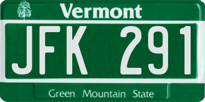 VT license plate JFK291
