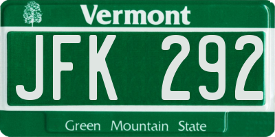 VT license plate JFK292