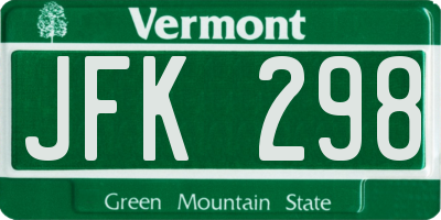 VT license plate JFK298