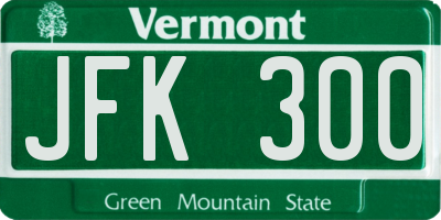 VT license plate JFK300