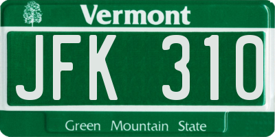 VT license plate JFK310