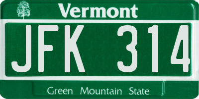 VT license plate JFK314