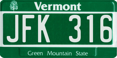 VT license plate JFK316