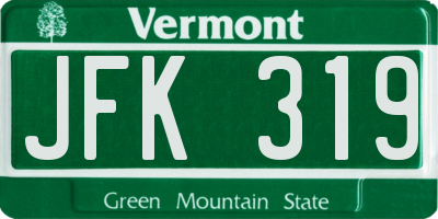 VT license plate JFK319
