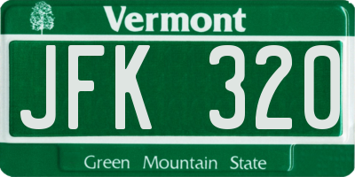 VT license plate JFK320