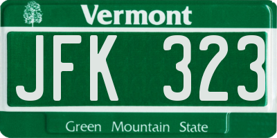 VT license plate JFK323