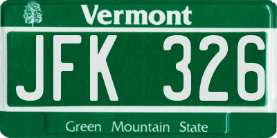VT license plate JFK326