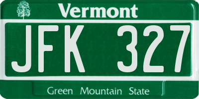 VT license plate JFK327