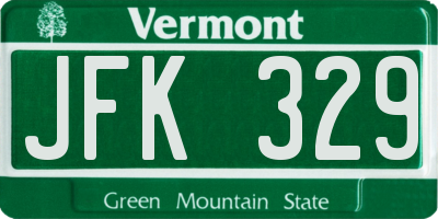 VT license plate JFK329