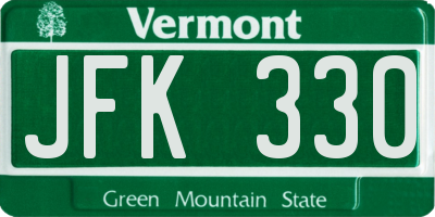 VT license plate JFK330