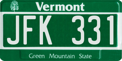 VT license plate JFK331