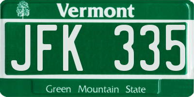 VT license plate JFK335