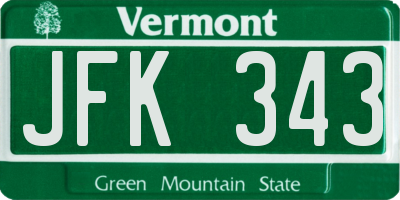 VT license plate JFK343