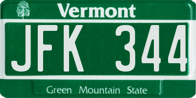 VT license plate JFK344