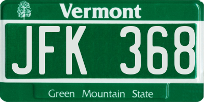 VT license plate JFK368