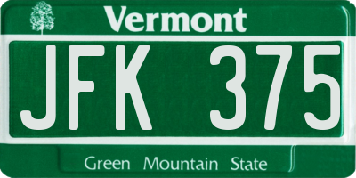 VT license plate JFK375