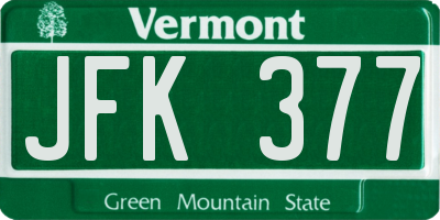 VT license plate JFK377