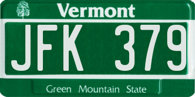 VT license plate JFK379