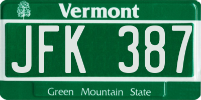 VT license plate JFK387