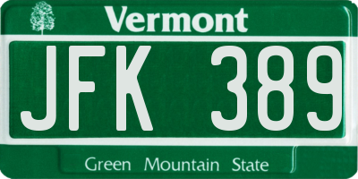 VT license plate JFK389