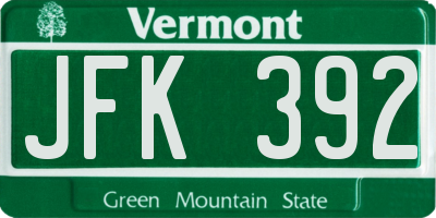 VT license plate JFK392