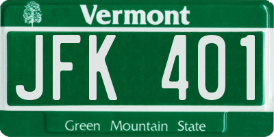 VT license plate JFK401
