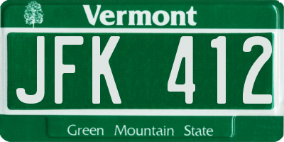 VT license plate JFK412