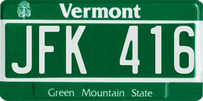 VT license plate JFK416