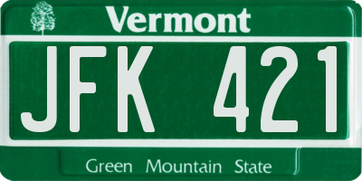 VT license plate JFK421
