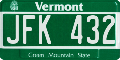 VT license plate JFK432