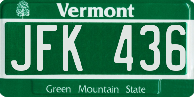 VT license plate JFK436