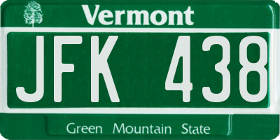 VT license plate JFK438
