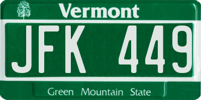 VT license plate JFK449