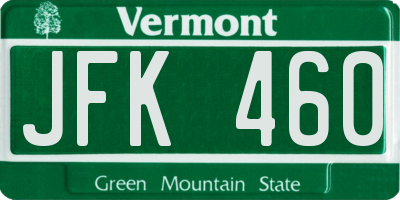 VT license plate JFK460