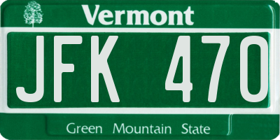 VT license plate JFK470