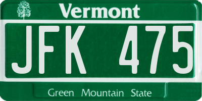 VT license plate JFK475