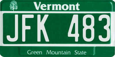 VT license plate JFK483