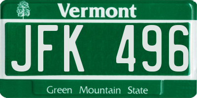 VT license plate JFK496