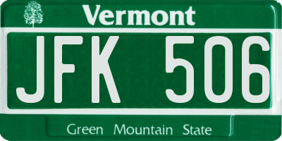VT license plate JFK506